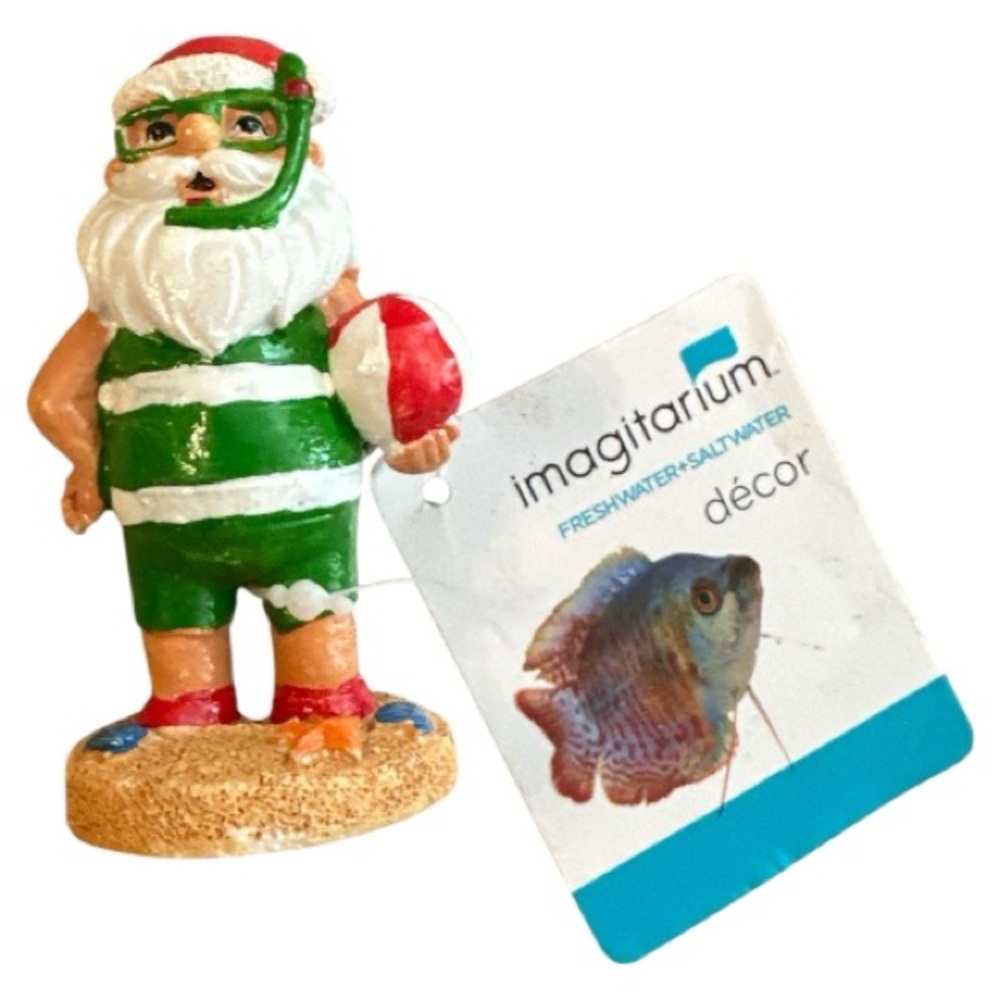 Imagitarium Christmas Beach Santa Aquarium Decor